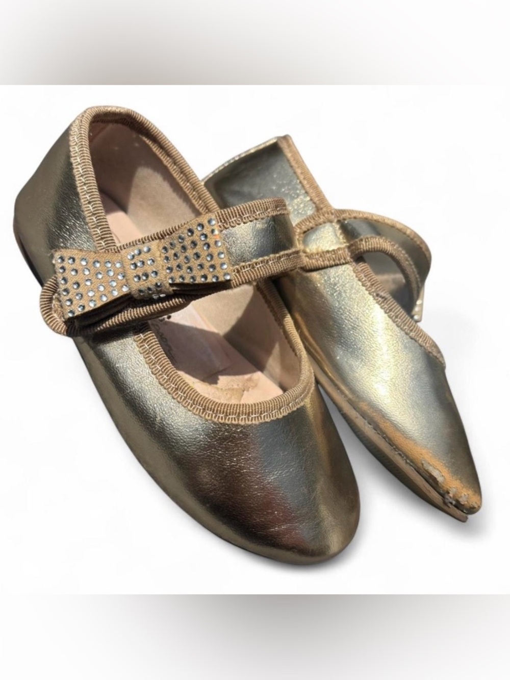 Jessica Simpson Toddler Dressy Flats with Rhinestone Bow - Size 7C